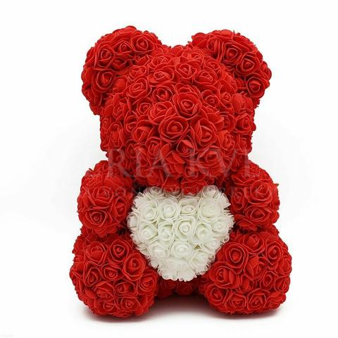 Rose Teddy Bear - red/white
