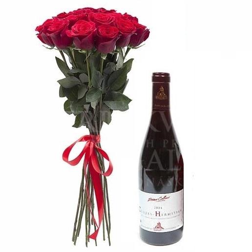 Darčekový set Štandard zložený z kytice a vína